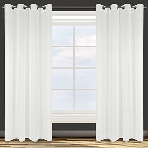 Design91 Smooth Transparent 8 Eyelets Soft Curtains Modern Simple Bedroom Children's Room Living Room White 140 x 250 cm