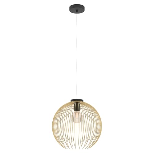 Eglo Pendant Lighting Venezuela, Hanging lamp Above Dining Table, Round Dining Room Ceiling Light Fixture, Metal in Black and Gold, E27 Socket, Ø 40 cm