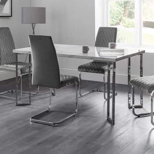 Julian Bowen Positano Dining Table, Marble Effect & Chrome - H75.5 x W150cm