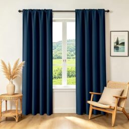 CUCRAF Navy Blue Blackout Curtains 72 inch Length 2 Panels Set, Rod Pocket Room Darkening Drapes for Bedroom Living Room, Insulated Thermal Light Blocking Window Curtain (W52 x L72 Inch)