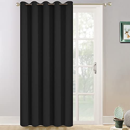 Yakamok Wide Thermal Blackout Patio Door Curtain Panel, Sliding Door Insulated Curtains, Extra Wide, Black, W70 x L84, 1 Panel