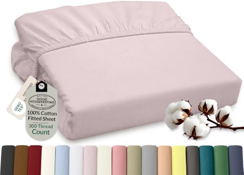 ROYALE LINENS 300 Thread Count 100% Long Staple Combed Cotton Fitted Sheet California King - Super Soft Deep Pocket Bottom Sheet - Fitted Sheets Only - Elastic Sheets (Cal King, Lavender)
