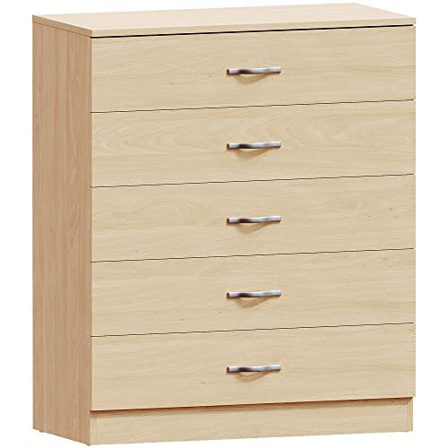 Vida Designs Riano 5 Drawer Chest of Drawers, Metal Handles and Runners, Anti-Bowing Drawer Support, Bedroom, Nursery Furniture, Pine