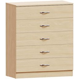 Vida Designs Riano 5 Drawer Chest of Drawers, Metal Handles and Runners, Anti-Bowing Drawer Support, Bedroom, Nursery Furniture, Pine