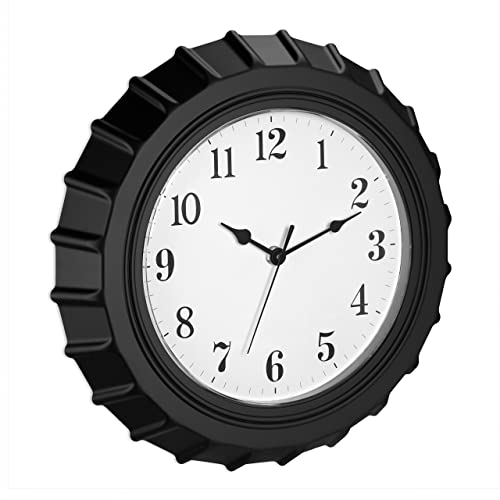 Relaxdays Wall Clock, 60% plastic 30% glass 10% iron, White/Black, 33 x 5.5 cm
