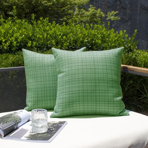 Kevin Textile Pack of 2 Decorative Outdoor Waterproof Throw Pillow Covers Lumbar Pillowcases Modern Cushion Cases for Patio Couch Bench 22 x 22 Inch Sage Green