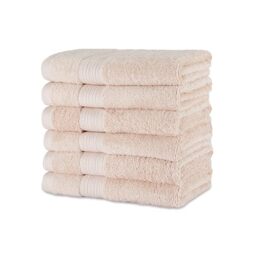 Amazon Basics Organic Cotton Hand Towels for Bathroom, Soft and Absorbent Towel Set, Fade Resistant, 41 x 66 cm, Blush Pink, 6-Pack