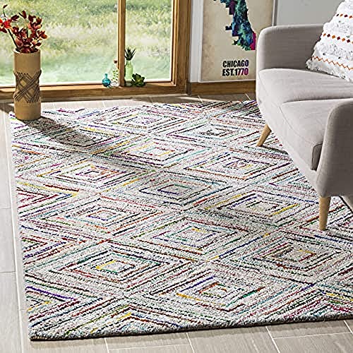 Safavieh Transitional Indoor Hand Tufted Square Area Rug, Nantucket Collection, NAN314, in Multi, 183 X 183 cm for Living Room, Bedroom or Any Indoor Space