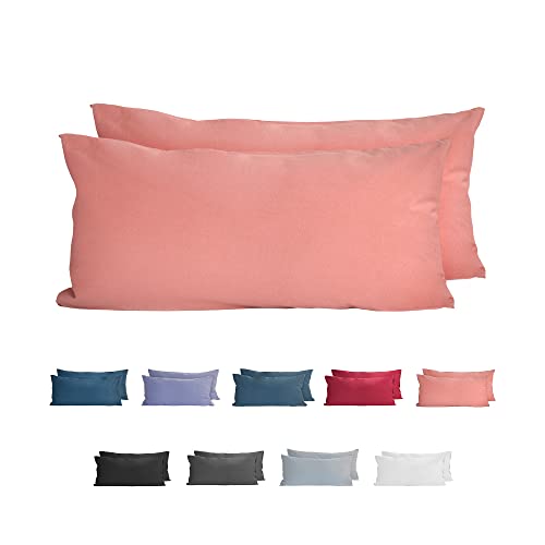 Komfortec 100% cotton cushion covers, set of 2, 40 x 80 cm, super soft premium jersey pillowcase, 150 g/m², cushion cover, powder colour