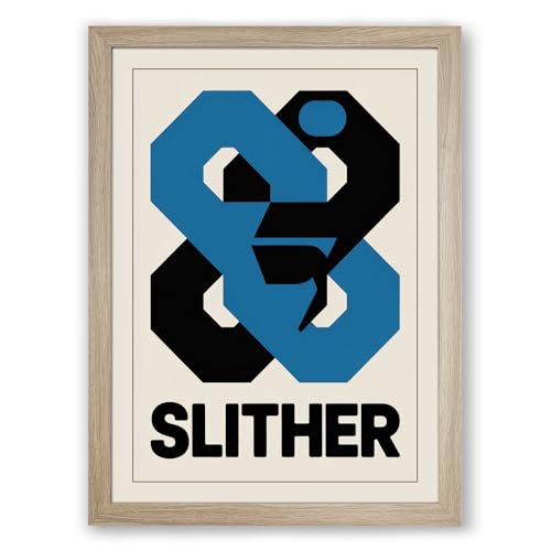 Slither Logo Geometric Framed Wall Art Print A4 (29.7×21cm) Oak, Wall Decor for Living Room, Bedroom, Office & Home, Ready to Hang, Art Gift