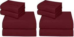 ComfyWell Double Fitted Sheet - Deep Fitted Sheets (35 cm) - Soft Brushed Microfibre Fabric Bed Sheets - Shrinkage and Fade Resistant. (Double (135x190cm), Burgundy) (Pack of 2)