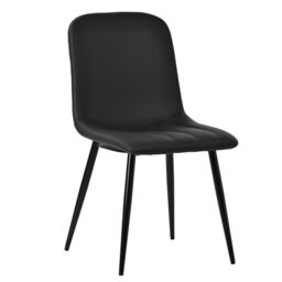 Farini Dining Chairs Set of 2 with Faux Leather and Metal Legs, Set for Dining Room & Kitchen, Mid Century Modern Table Chairs, Black