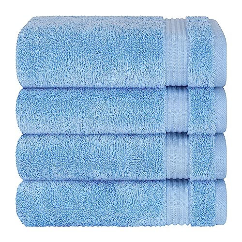 Cotton Paradise Hand Towels for Bathroom, 100% Cotton Turkish 4 Piece Hand Towel Set, Soft Absorbent Face Towels Clearance Set, Sky Blue Hand Towels