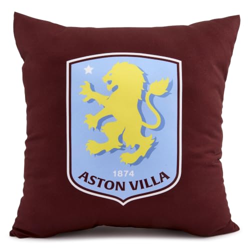 Officially Licensed Aston Villa Crest Cushion - Football Fan Gift - Officially licensed Aston Villa Crest Cushion in claret, featuring the iconic club badge and designed for football fans.