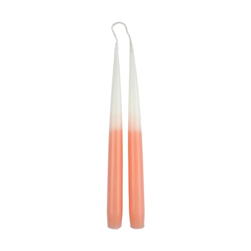 Homéa, Set of 2 Candlestick Candles 26 cm Arty Tie and Dye White and Blush