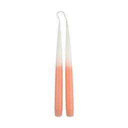 Homéa, Set of 2 Candlestick Candles 26 cm Arty Tie and Dye White and Blush