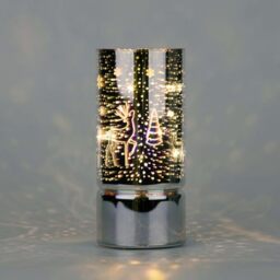 SHATCHI 17cm Christmas Decorated Vase Table Lamp Etched Glass Tube Xmas Iridescent Cylinder LED Fairy Lights Battery Operated Table Decoration, Forest Firework