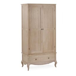 Julian Bowen Camille Combination Wardrobe - French Inspired Double Closet, Clothing Rail & Shelf, Storage Armoire for Bedroom