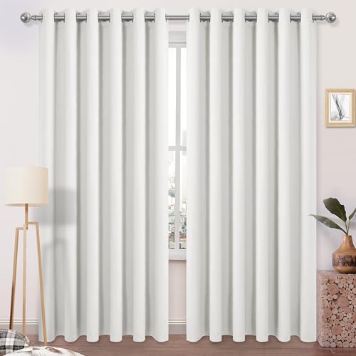 DWCN Blackout Curtains 84 Inches Long, Room Drakening Curtains for Bedroom, Solid Grommet Living Room Curtains Extra Wide Curtains, Ivory, W70 x L84 Inch, Set of 2