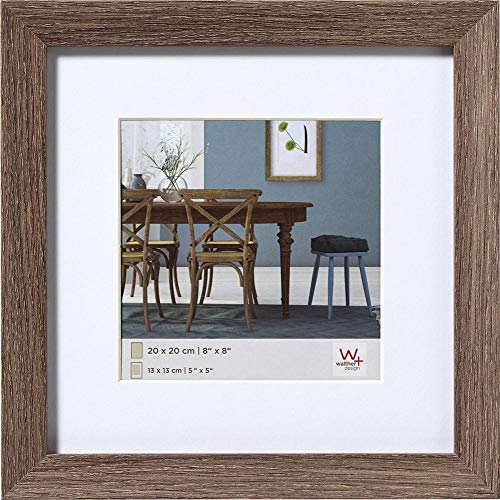 walther design Picture Frame Walnut 30 x 30 cm with PassepArtout, Fiorito Wooden Frame EF330N