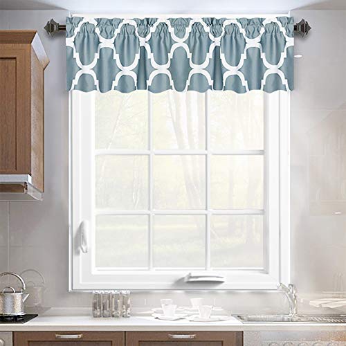 Melodieux Moroccan Fashion Room Darkening Rod Pocket Window Curtain Valance, 52 by 18 Inch, Dusty Teal (1 Panel)