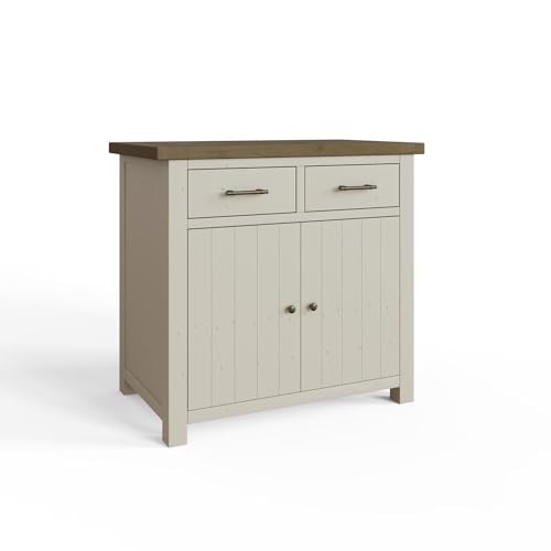 FWStyle Reclaimed Pine Sideboard Storage Unit in a Rustic Farmhouse Driftwood and Truffle Finish.Ready Assembled.
