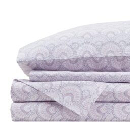 "Comfort Spaces 100% Cotton Sheet Set Breathable, Lightweight, Soft with 14"" Elastic Pocket Fits up to 16"" Mattress, All Season Cozy Bedding, Matching Pillow Case, Queen Tabitha Purple 4 Piece"
