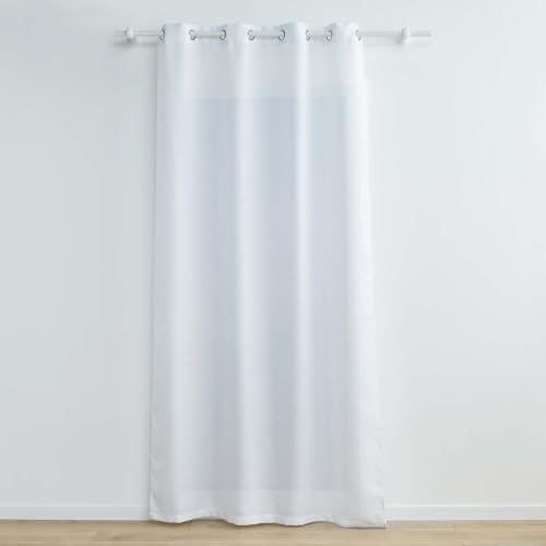 Douceur d'Intérieur, Zeline Curtain with Eyelets 140 x 260 cm Plain Polyester and Metallic Thread White