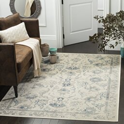 Safavieh Traditional Indoor Woven Rectangle Area Rug, Vintage Collection, VTG115, in Stone / Blue, 160 X 229 cm for Living Room, Bedroom or Any Indoor Space
