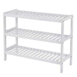SONGMICS Bamboo Shoe Rack, 3-Tier Storage Shelf, 70 x 26 x 55 cm (W x D x H), ideal for Hallway, Bathroom, Living Room and Corridor, White LBS13W