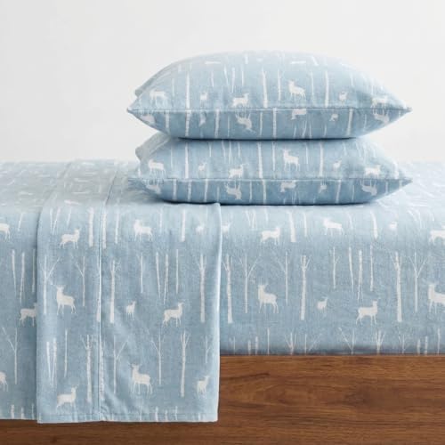 Eddie Bauer - Full Sheets, Cotton Flannel Bedding Set, Brushed for Extra Softness, Cozy Home Decor (Birch Forest,4 pcs, Full)