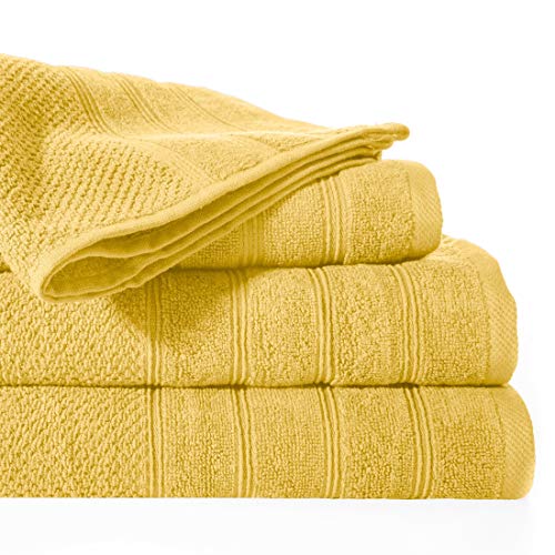 Eurofirany Hand Terry 100% Cotton Bath Towel Bathroom, Mustard, 90 x 50 cms