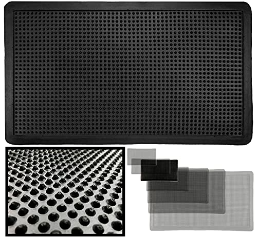 LucaHome – Entrance Mat 35 x 60 cm – Rubber with Non-Slip Spikes – Outdoor for Rain – Easy Cleaning Rug – Black