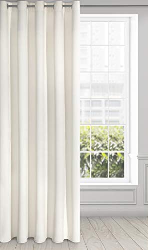Eurofirany Soft Plain Opaque Velvet Curtain with Eyelets-1 Unit, Thick Fluffy Panel Drape Classic Glamour Elegant Living Room Bedroom, Cream, W55'' x L98''