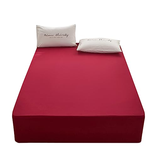 Rushrushlulu Bedding Queen Size Fitted Sheet Only- Bottom Mattress Fitted Sheet-Fits 15inches Deep Mattress Pocket -Soft and Microfibe-Shrinkage and Fade Resistantr-Easy Care-Wine Red
