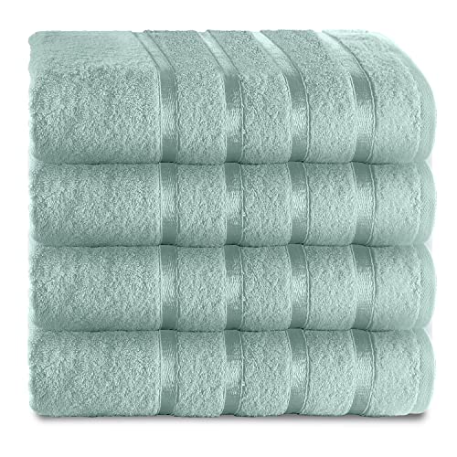 GC GAVENO CAVAILIA Extra Absorbent 500 GSM Bath Towels, Luxury Pack of 4 Bathroom Sheets Set, 100% Ringspun Cotton, Egyptian, Duck Egg, 70x120 cm