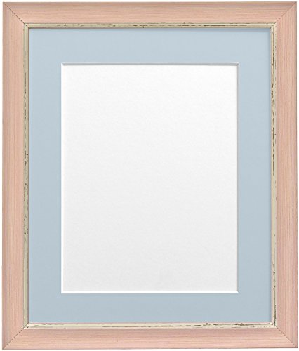 "FRAMES BY POST Nordic Distressed Pink Photo Frame with Blue Mount 30x40cm Pic Size 12""x10"""
