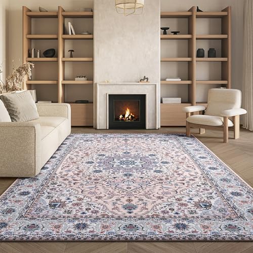 Safavieh Traditional Rug Ideal for High Traffic Areas - Machine Washable and Non Slip - Tucson Collection, Short Pile, in Green and Beige, 244 X 305 cm