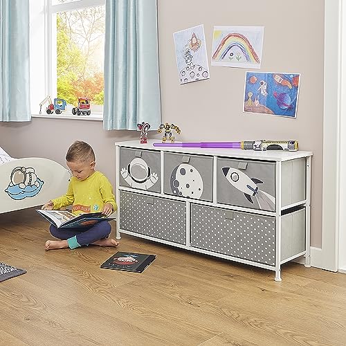 Liberty House Toys Kids Space 5 Drawer Storage Chest, Gray