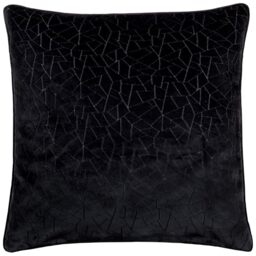 furn. Hoem Malans Cut Velvet Piped Cushion Cover – Luxury Velvet Textured Design Soft Plain Reverse (Black – 45 x 45 cm)