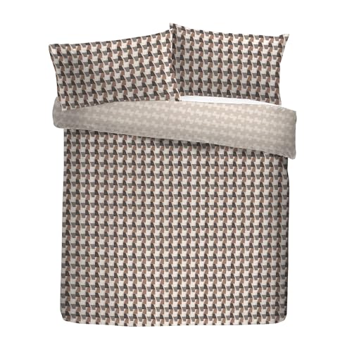 Appletree Hygge Duvet Cover Set, 100% Cotton, Super-King 260x220cm, Brown/Bracken, Geometric Pattern, 68 Pick Thread Count