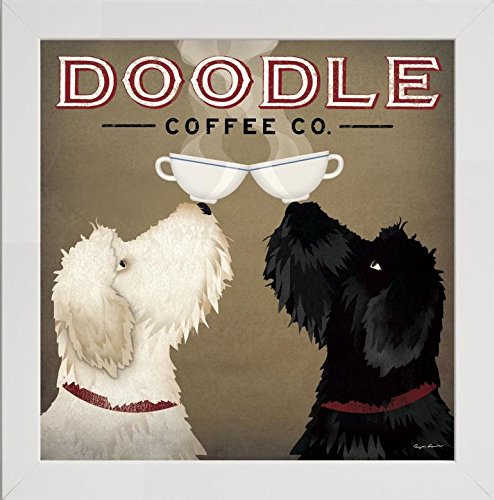 Frame Company Watson Range Doodle Coffee Double IV by Ryan Fowler, Frame - 40 x 40 cm, White