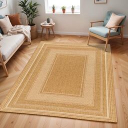 Livabliss Struda Indoor Outdoor Rug - Large Boho Rugs for Living Room 200x275 cm Dining, Kitchen Carpet, Patterned Neutral and Coloured Rugs, Waterproof, Stain Durable - Amber, Tan and Dark Brown
