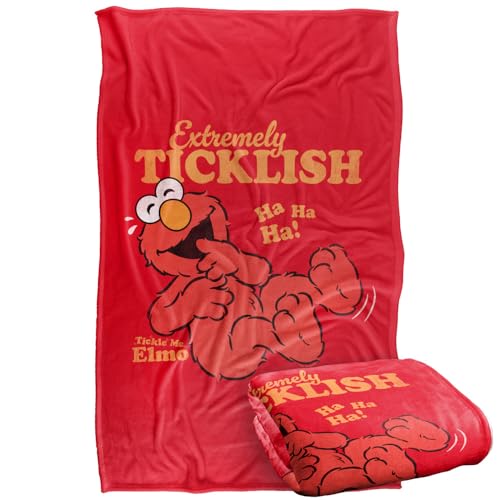 Sesame Street Tickle Me Elmo Extremely Ticklish Silky Touch Super Soft Throw Blanket 91 x 147 Cm