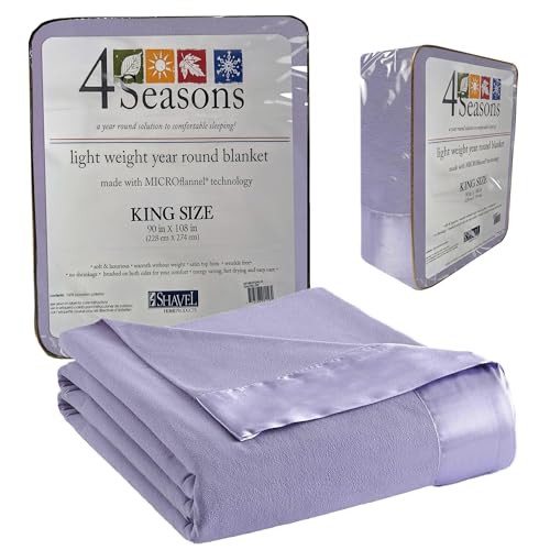 Thermee Micro Flannel All Seasons Lightweight Sheet Blanket, Machine Wash & Dry, No Pilling, Micro Flannel Polyester, Lilac, King