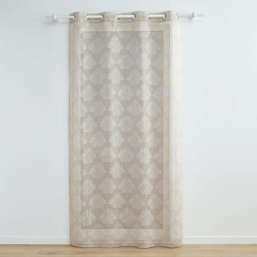 Douceur d'Intérieur Levita Sheer Eyelet Curtain (140 x 280 cm) Taupe Woven Voile with Appliqué