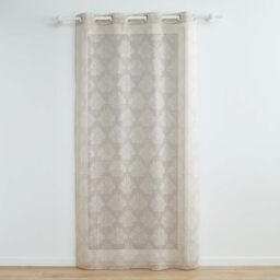 Douceur d'Intérieur Levita Sheer Eyelet Curtain (140 x 280 cm) Taupe Woven Voile with Appliqué