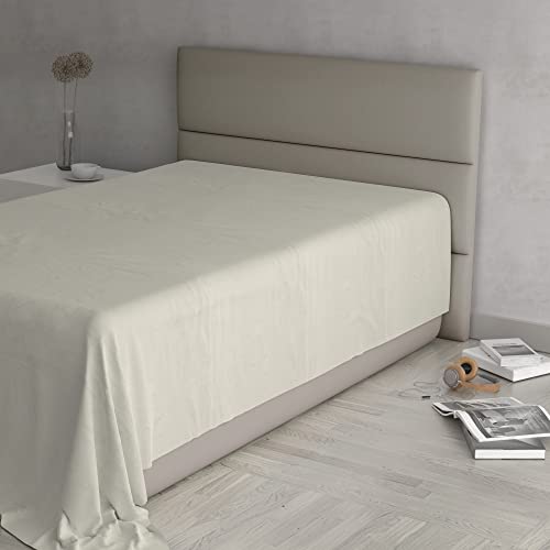 MAX COLOR Top Sheet, 100% Cotton, Plain, Cream, Queen Size 180 x 300 cm