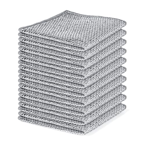 10PCS Set Non-Scratch Steel Wool Dishcloth - Multi Purpose Wire Dishwashing Rags Kitchen Towels and Dishcloths Sets Durable Cleaning Pads Bathroom Home Essentials Cleaning Supplies Tools