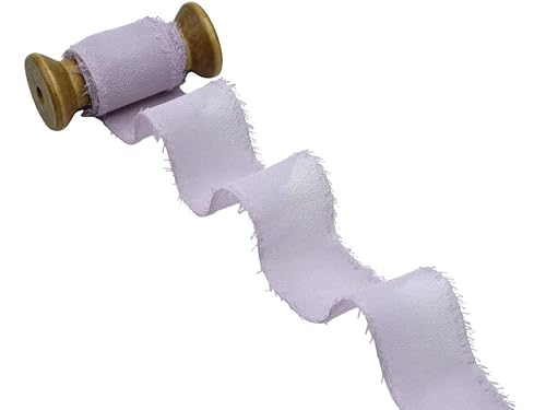 Furlanis - Fringed Silk-Effect Chiffon, Decorative Ribbon, Gift, Christmas Packing, Wedding, Party, Made in Italy - Light Mauve, 40 mm x 25 m